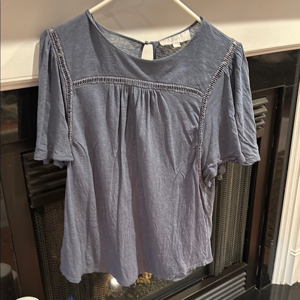 Loft Linen Blend Women's Blue Top